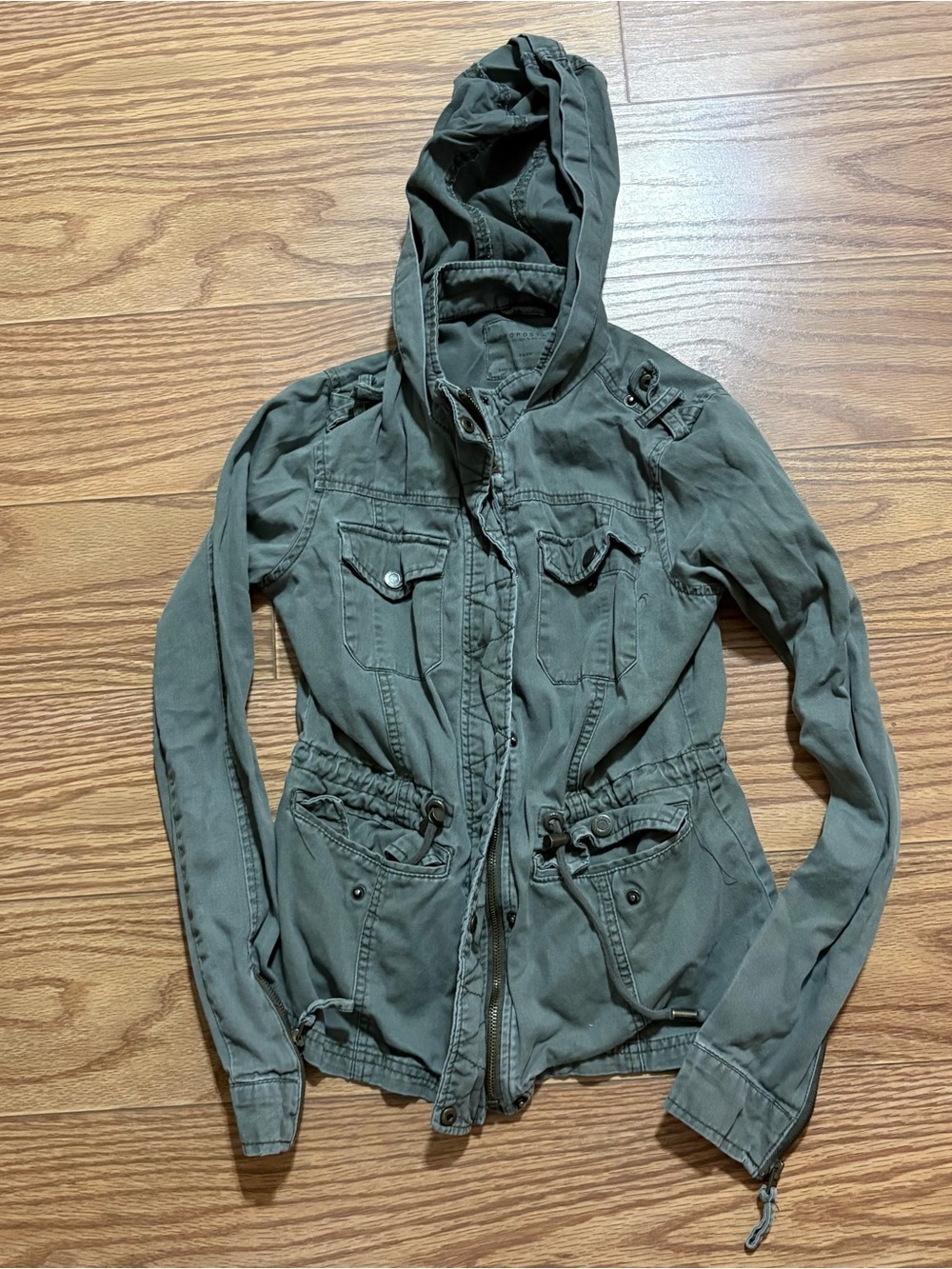 Y2K 2010s Aeropostale Military Army Green Cargo Jacket Coat XS